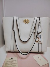 New Radley Museum Street White Chalk Leather Medium Zip Top tote bag With Tags