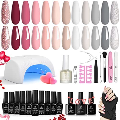 Beetles Gel Nail Polish Kit with U V Light Base Top Coat,12 Colors Kiss of the R - Picture 1 of 15