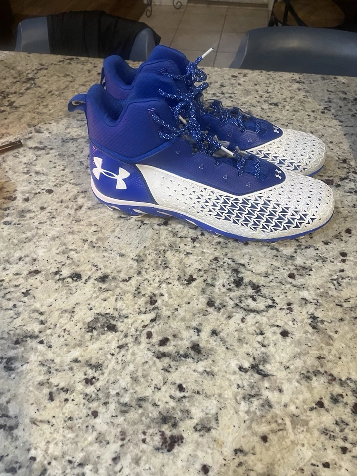 Blue And White Under Armour Hammer Mc Size 17, Football Cleat - Image 4 of 4