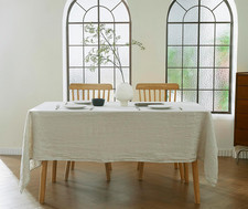 100 French Flax Linen Tablecloths Rectangle 84Lx60W Inch for Dinners, Parties,