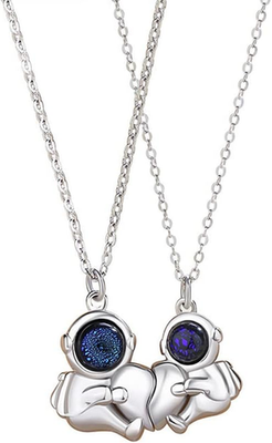#ad Astronaut Necklace for Couples Best Friend Mutual Attraction Connect Together Ma $25.99