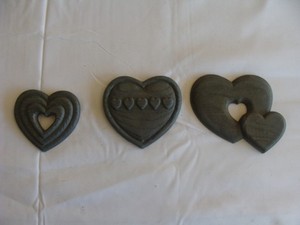 Burwood Hearts 1987 Set 3 Wall Hanging Country Blue  Home Interiors Vintage