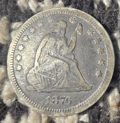 1876 CC Seated Liberty Silver Quarter Carson City, Fine Details