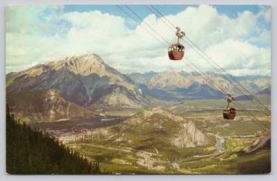 Vintage Banff Sulphur Mountain Lift Postcard Canadian Rockies Photochrome