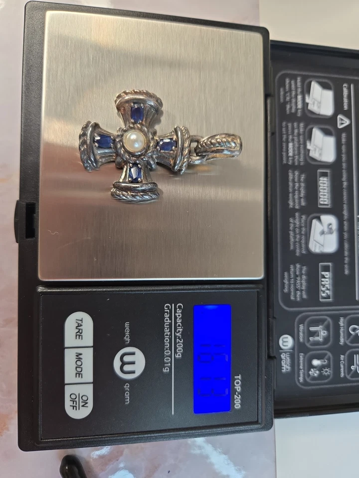 Judith Ripka Plata de Ley 925 Cruz de Malta Colgante Potenciador Zafiro Azul 16 Foto 2 de 4