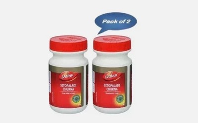 Dabur Sitopaladi Churna 100gm Relieves Cold & Allergies Pure Herbal-Pack of 2