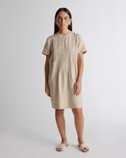 Quince Women 100% European Linen Short Sleeve Swing Dress Driftwood M