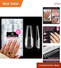 Long Coffin Nail Tips 504pcs Clear Gel Acrylic Fake Nails Full Cover DIY Exte...
