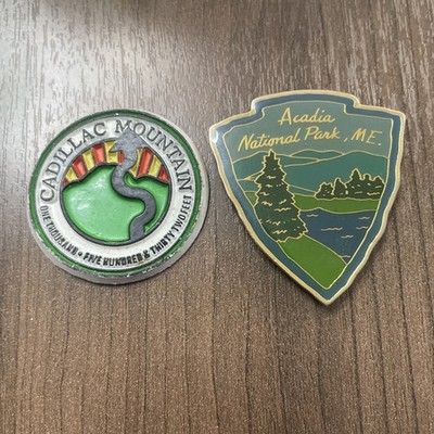 Arcadia National Park Maine Lot Of 2 Vintage Magnets Cadillac Mountain