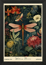 Dragonfly William Morris Floral Framed Wall Art Poster Canvas Print Picture