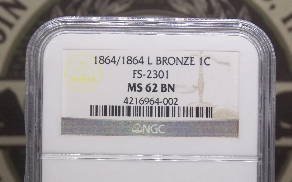 1864/1864 "L" Indian Head Cent FS-2301 1c NGC MS62 BN #002 Unc ECC&C, Inc. - Image 4 of 4