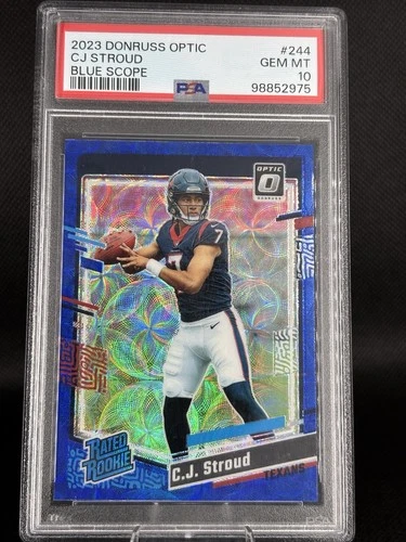 2023 Panini Donruss Optic C.J. Stroud #244 Blue Scope Prizm Rated Rookie PSA 10