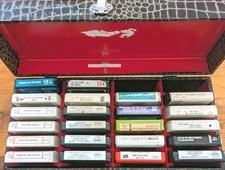 LOT of 22 Vintage 8 TRACK Tapes with Brown Case W/ Key