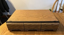 Vintage Kenmark Faux WoodGrain 3-Drawer Storage Case for Cassette Tapes Holds 42