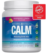 Natural Vitality Calm Magnesium Citrate Powder Raspberry Lemon PICK 8 oz / 20 oz