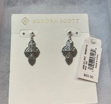 KENDRA SCOTT  Abbie Metal Drop Earrings Silver Rhodium MSRP $60