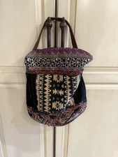 YKK Zipper Hand Bag Purse w/ Leather Handles