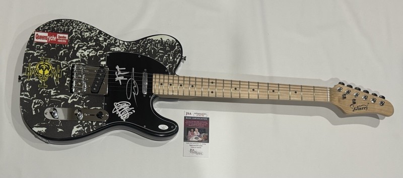 QUEENSRYCHE SIGNED CUSTOM ELECTRIC GUITAR GEOFF TATE WILTON JACKSON 3X JSA COA