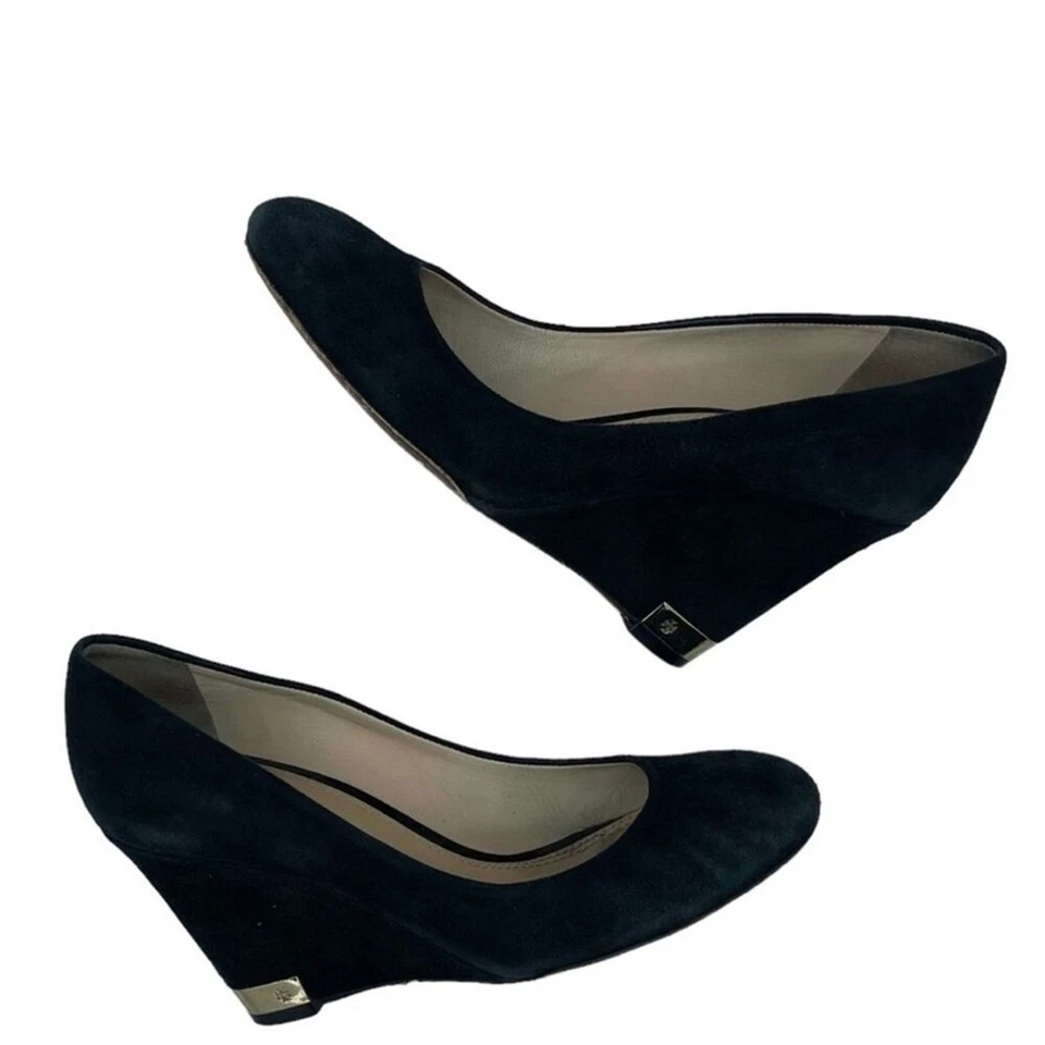 Tacones de cuña Tory Burch Astoria de gamuza negra talla 7,5 Foto 2 de 4
