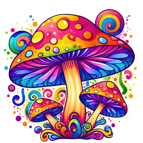 Psychedelic Magic Mushroom Groovy Trippy Self Adhesive Vinyl Sticker