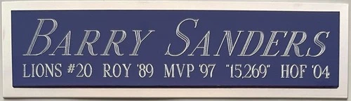 BARRY SANDERS LIONS NAMEPLATE AUTOGRAPHED Signed HELMET-JERSEY-FOOTBALL-PHOTO