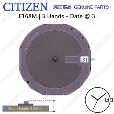 Genuine Citizen E168 Watch Movement Eco-Drive 3 Hands, Date at 3