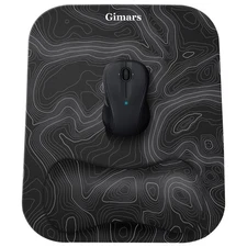 Topographic Map Pattern Mouse Pad With Wrist Rest Ergonomic Design 11X8.3 Inches