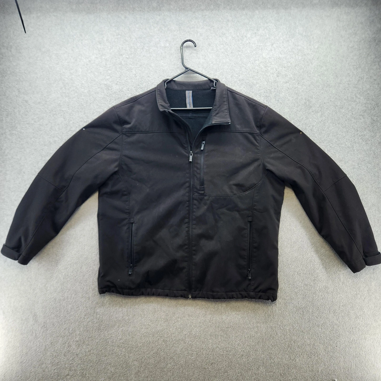 Weatherproof Jacket Mens 2XL Black Softshell Fleece Lined Zip Pockets Casual image 1