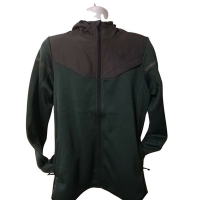 Peak Velocity Mens Full Zip Hoodie Green Charcoal Grey Colorblock Jacket Small