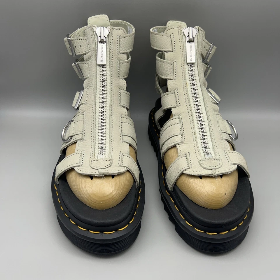 Sandalias Dr. Martens Olson Mujer Talla 9 Blanco Cuero Plataforma Cremallera Gladiador Foto 2 de 4