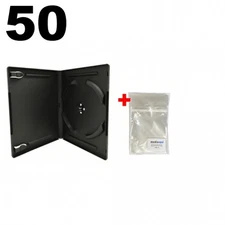 50 STANDARD Black 6 Disc Stackable DVD Cases & 100 OPP Plastic Wrap Bag