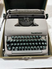 Smith-Corona Sterling Gray Green Portable Typewriter In Case 1950s? thumbnail
