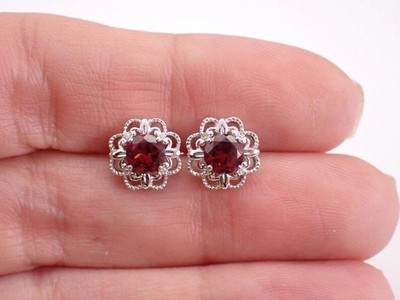1.84 Ct Round Cut Ruby Earrings Gift Earrings 14K Solid White Gold