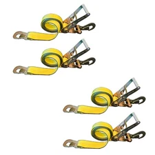 USA 4 Pack 2" x 8' Off-Road Ratchet Tie Down Strap w/ Snap Hook Hauler Tow Truck