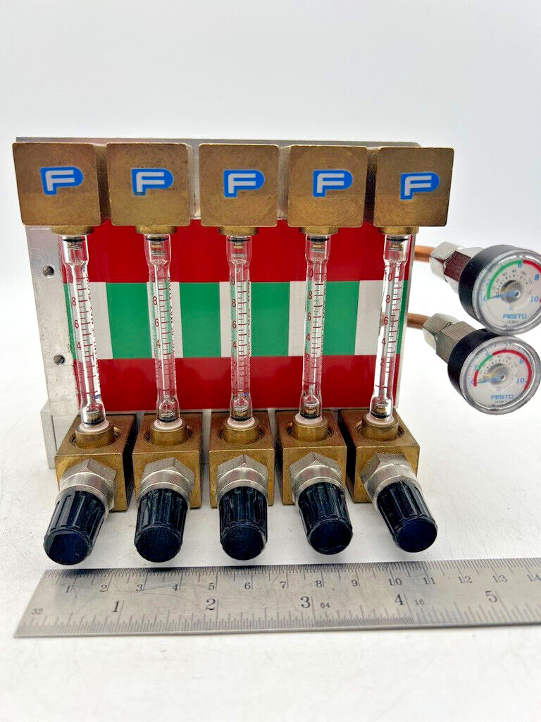 FESTO Scientific 5Station Gas Distribution Manifold Pressure Flow Gauges GERMANY