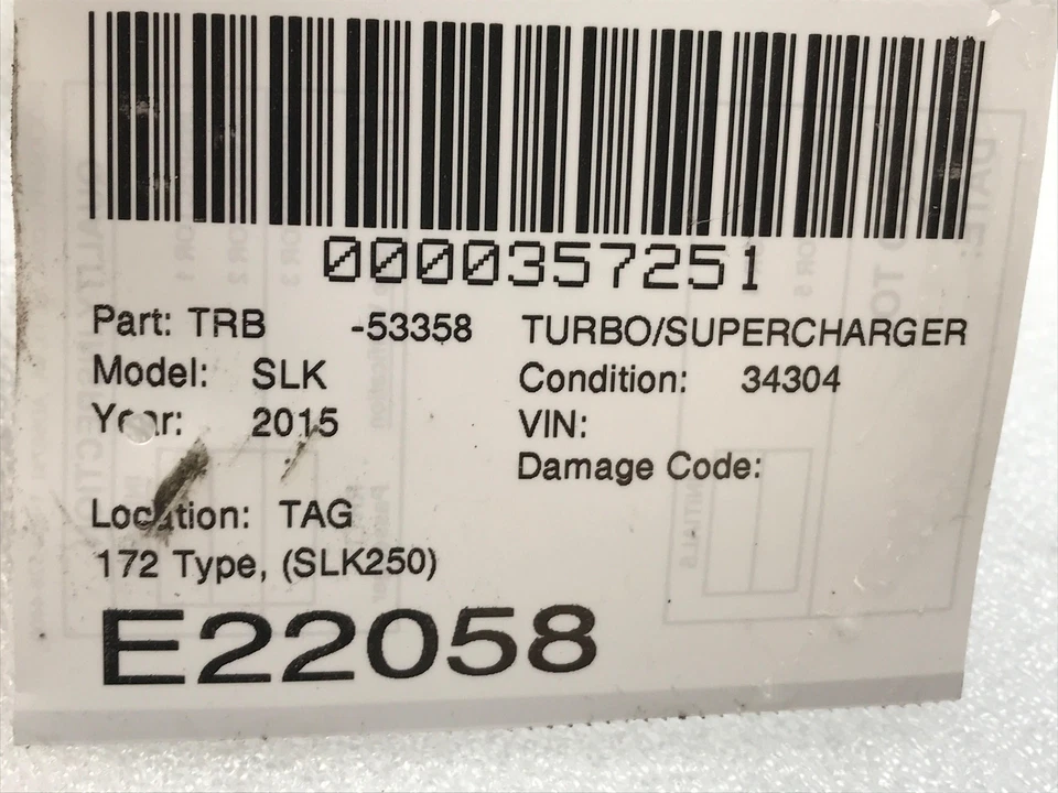 Mercedes SLK250 2012-2015 turbo turbo/supercargador Foto 4 de 4