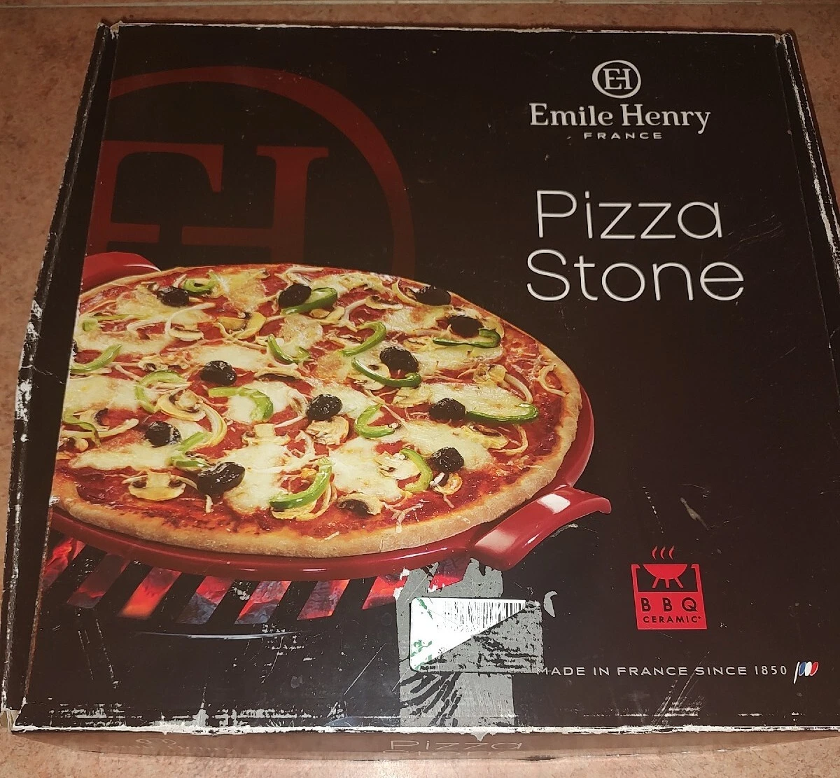 New Large Emile Henry Pizza Stone Flame 14.4” 36.5 cm France Cook Food Eat Love