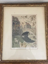 Antique Colored Engraving Signed W. de la Groye