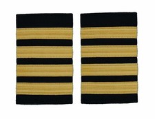 Pilot Captain,Gold Strips Epaulettes,Pilot Airline,Merchant Marine 4 Bars. Pair.