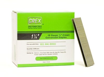 GREX GNS18-32 18 Gauge 1/4-Inch Crown 1-1/4-Inch Length Galvanized & Coated Stap