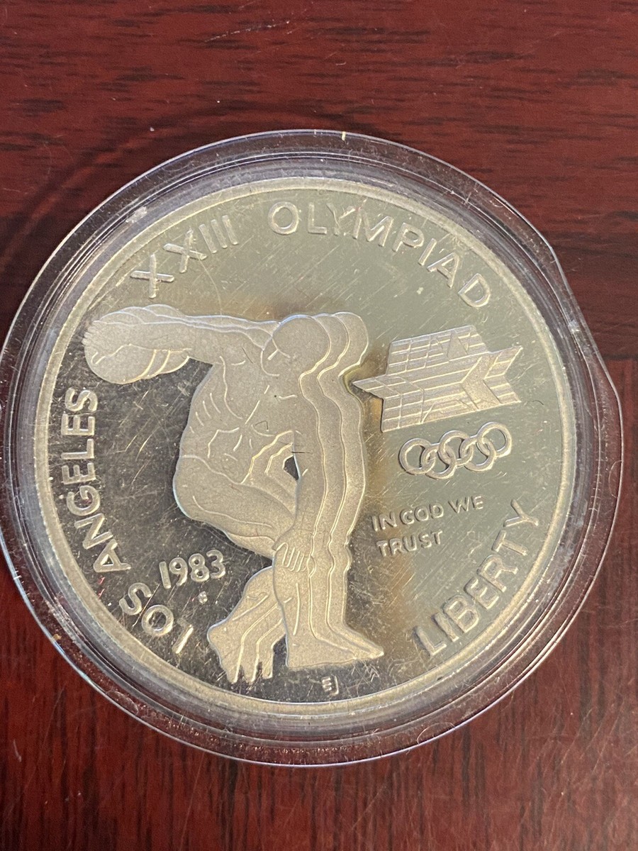 1983 Olympics Proof Commemorative 90% Silver Dollar In Box