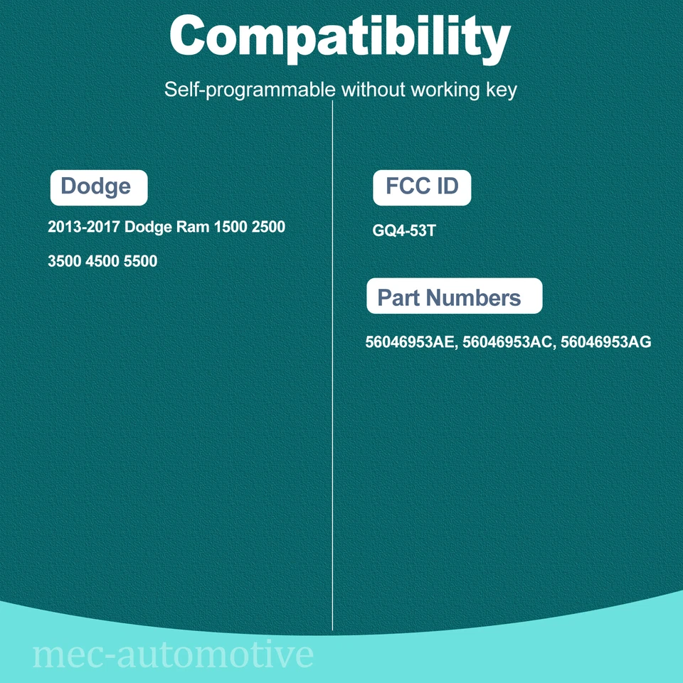 Nuevo programa hágalo usted mismo mando a distancia llavero y herramienta para Dodge Ram 1500 2500 3500 2003-2017 Foto 3 de 4