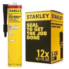 Stanley S430 High Temp Gasket Maker RTV Silicone Sealant, 10.1oz 12 Pack - Red