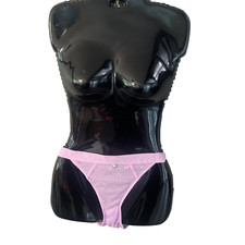 NWT Steve Madden String Bikini Panty Sissy Undies Sheer Mesh Womens Small Mauve