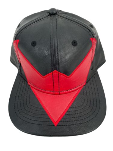 DC Comics Red Hood Hat Batman Snapback Faux Leather OS Adjustable Black Cap NWT - Picture 1 of 4