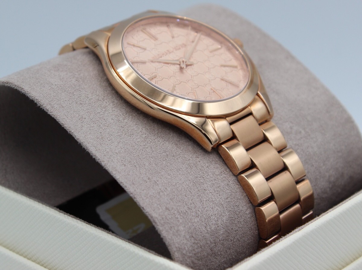 Michael Kors MK3336 Slim Runway Monogram Rose Golden Watch