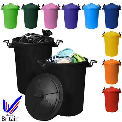 [3er Set] 50L Kunststoff farbiger Mülleimer Mülleimer Mülleimer Abfallverschlussdeckel UK
