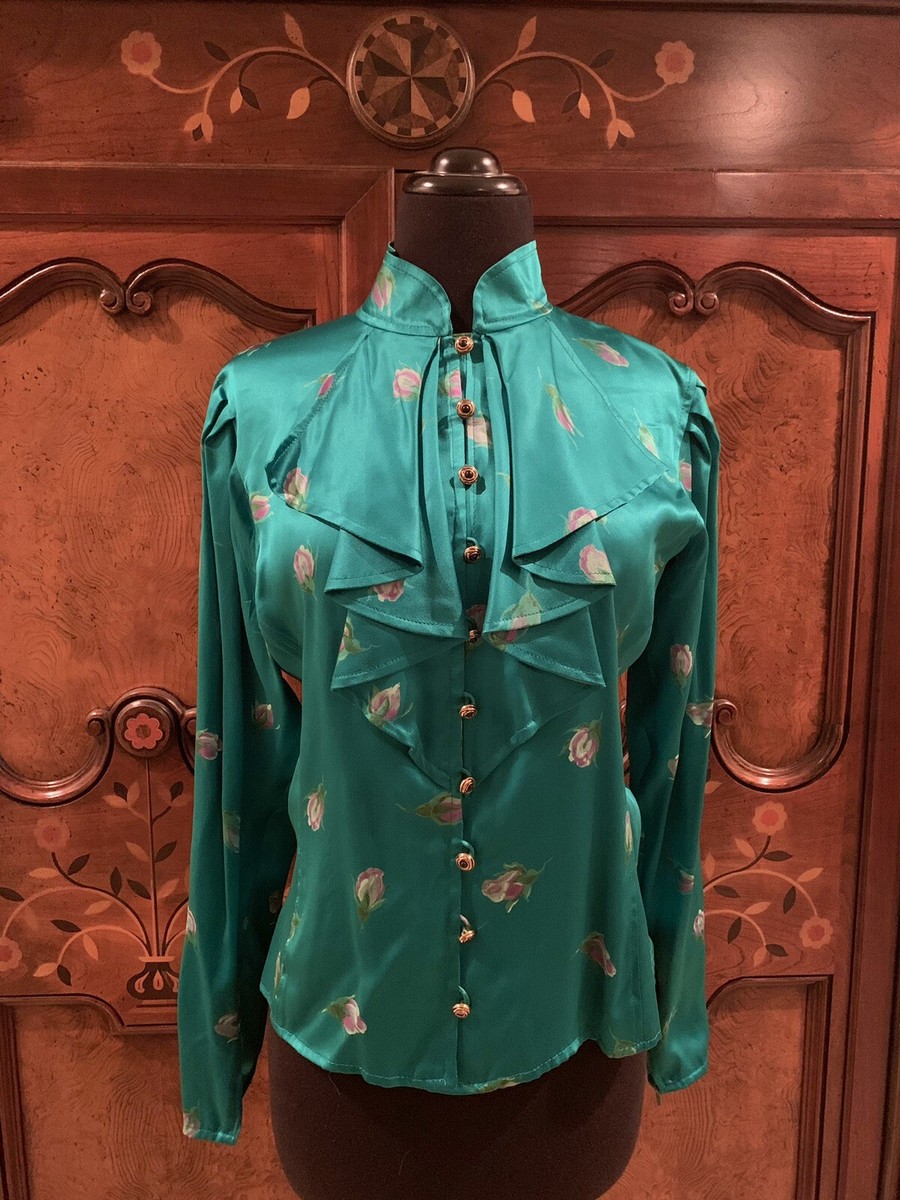 EMANUEL UNGARO PARALLELE Silk Vintage Flower Print Blouse