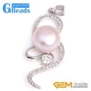 Authentic White Gold Plated Pendant Women Natural Freshwater Pearl Octopus Shape 10-11mm