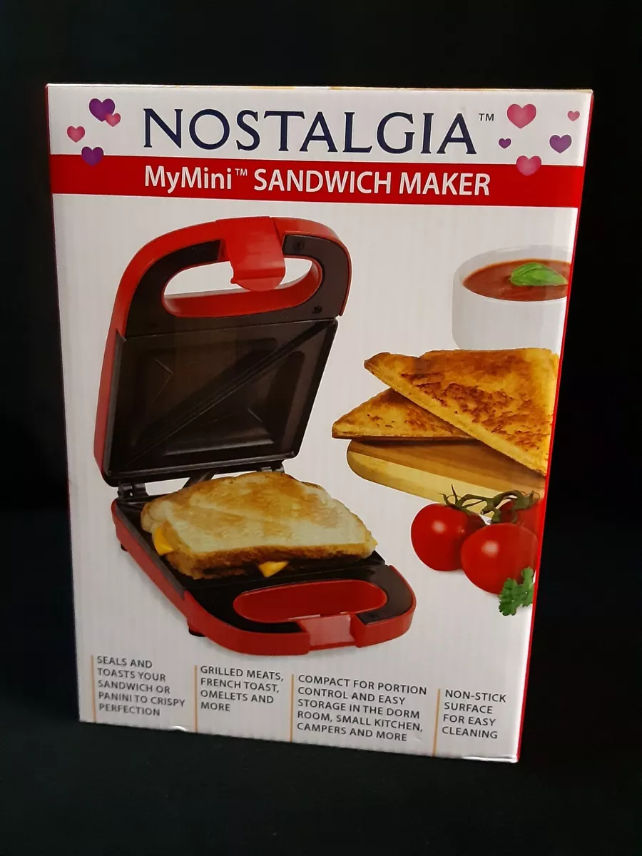 Nostalgia-My Mini Sandwich Maker- Compact, Easy To Clean, Nonstick, Red NEW